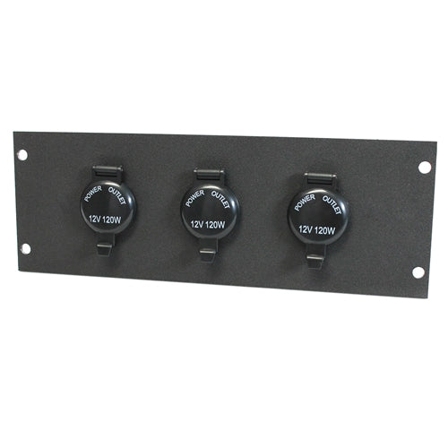 Faceplate – 3" 12V Power Outlets (3x) with Plastic Covers